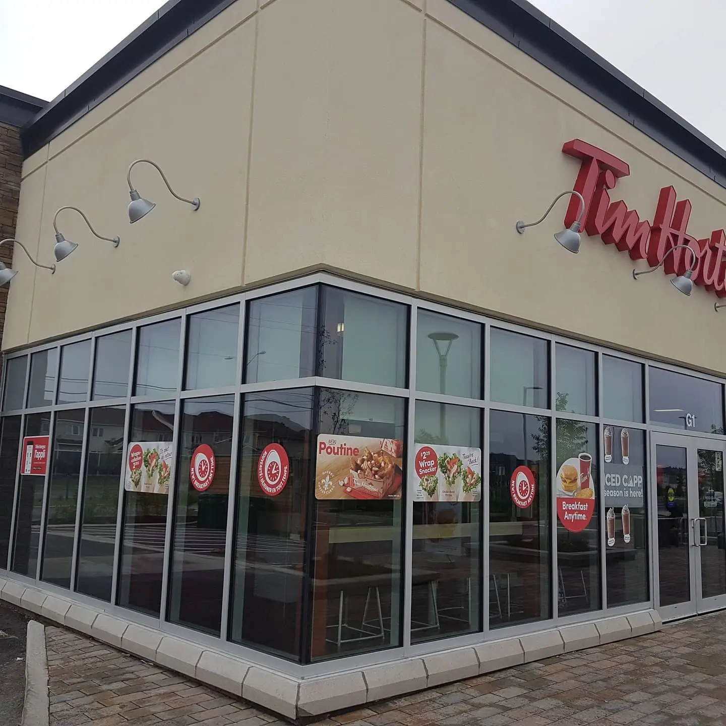 Tim Hortons storefront with completed exterior facade work